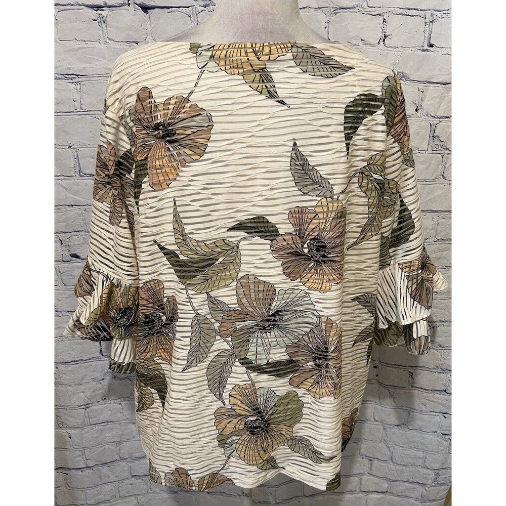 Kasper Women's Floral Ruffle Sleeve Top Blouse Cottage Core Plus Size 2X - Picture 5 of 8
